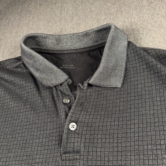 Van Heusen Other - Van Heusen Mens Large Polo Shirt Charcoal Gray Micro Check Short Sleeve Cotton L